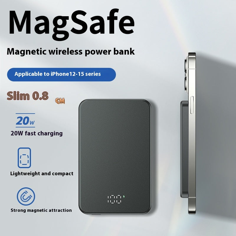 Affichage numérique Alliage d'aluminium Magsafe Magsafe magnétique Banque de puissance sans fil