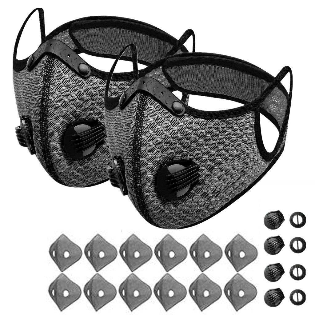 Masque de visage Sport Cycling avec valves de respiration au filtre au carbone actif