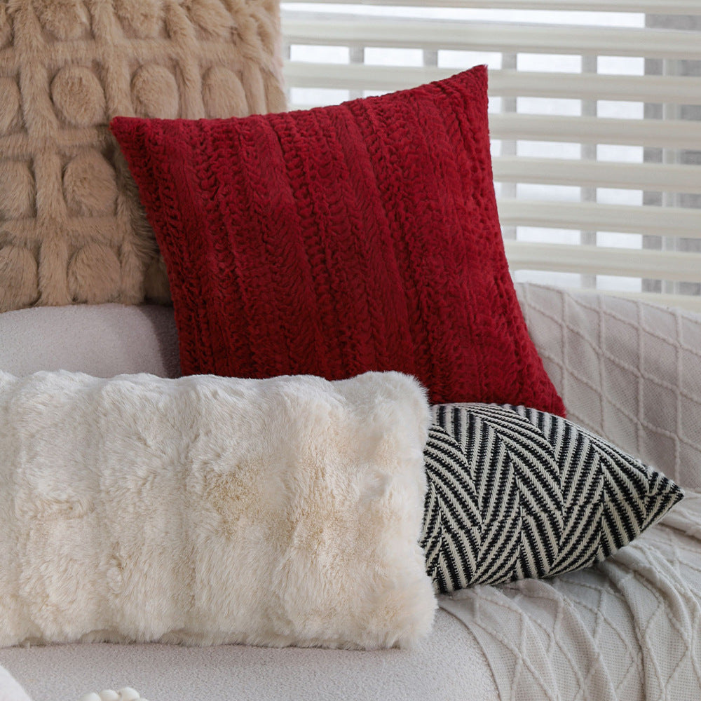 Moderne Minimalist mi-century rouge Coussin polaire en tricot Canapé Oreiller