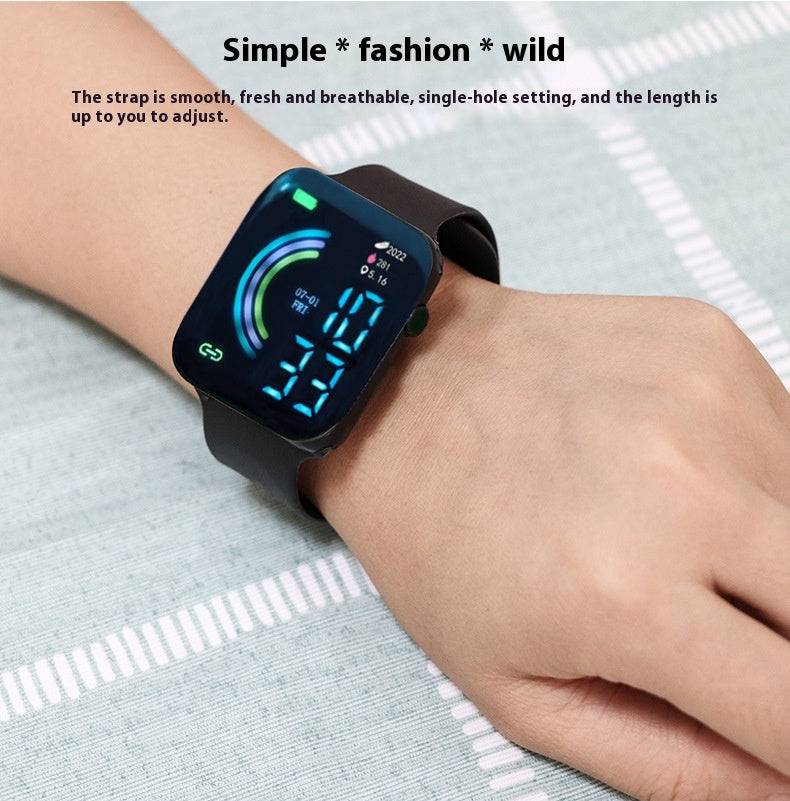 Grande écran carré Étudiant couple Sports Led montre