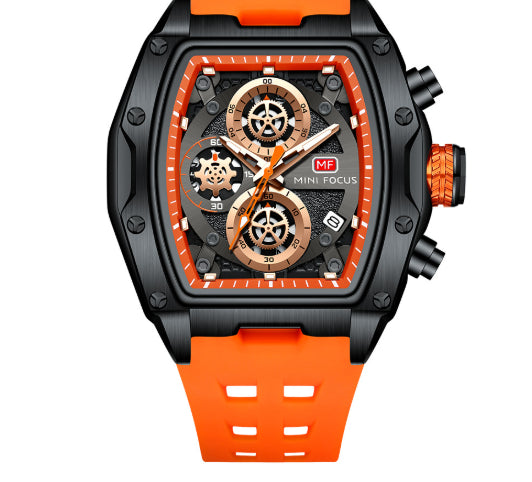 Chronographe sport Track-Style Montre homme avec verre courbé et openwork design