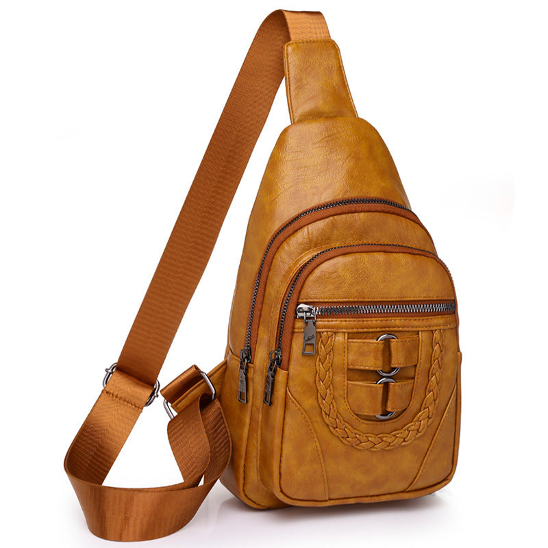 Simple poitrine PU souple cuir texturé sac à épaule
