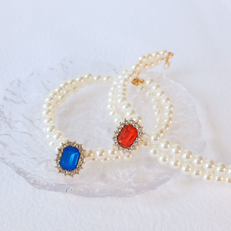 Perle Double brin de strass haut de gamme Lumineux bijoux accessoires pour chiens