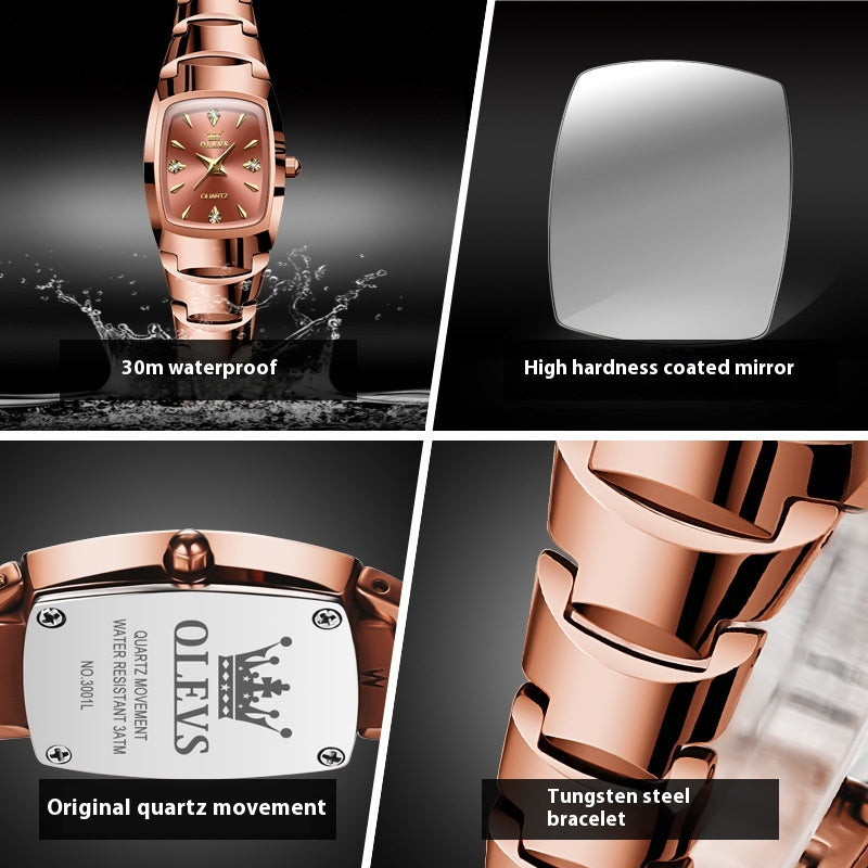 Tungsten en acier Quartz Montres Femmes Mode