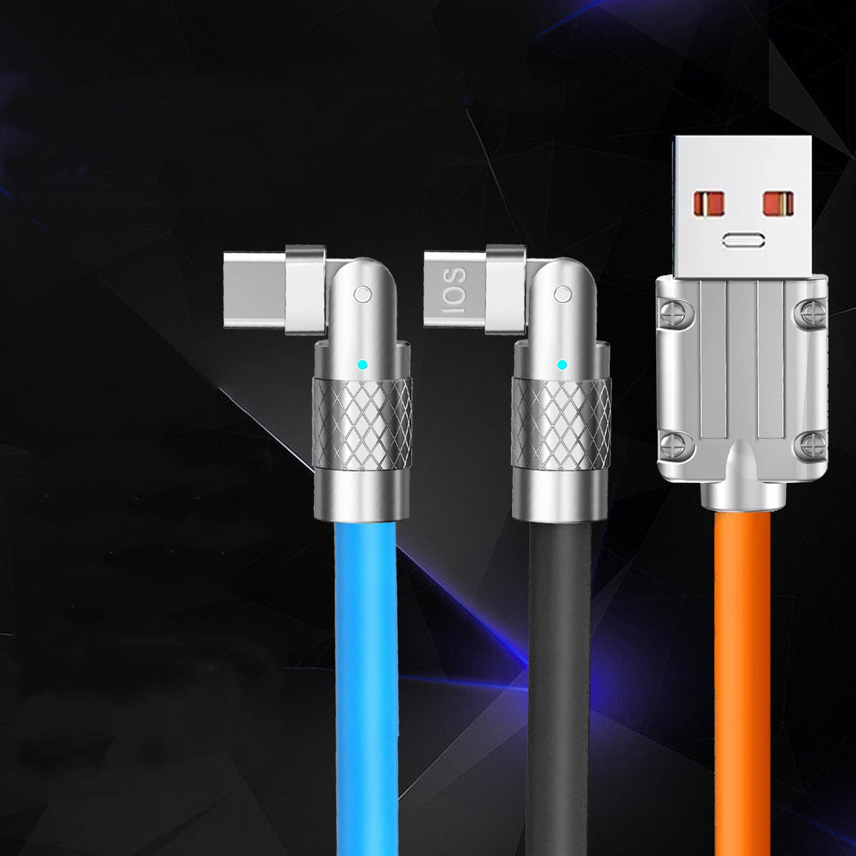 120W Câble de données de charge rapide 180 degrés Rotary Elbow Zinc Alliage de silicone