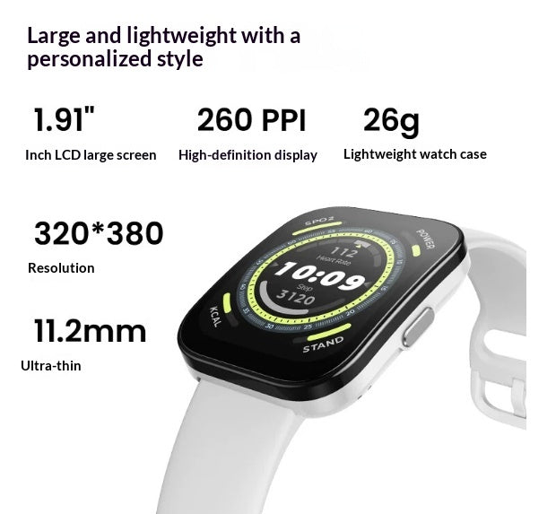 Dawn White 46mm Smartwatch avec l'oxygène du sang et la surveillance de la fréquence cardiaque