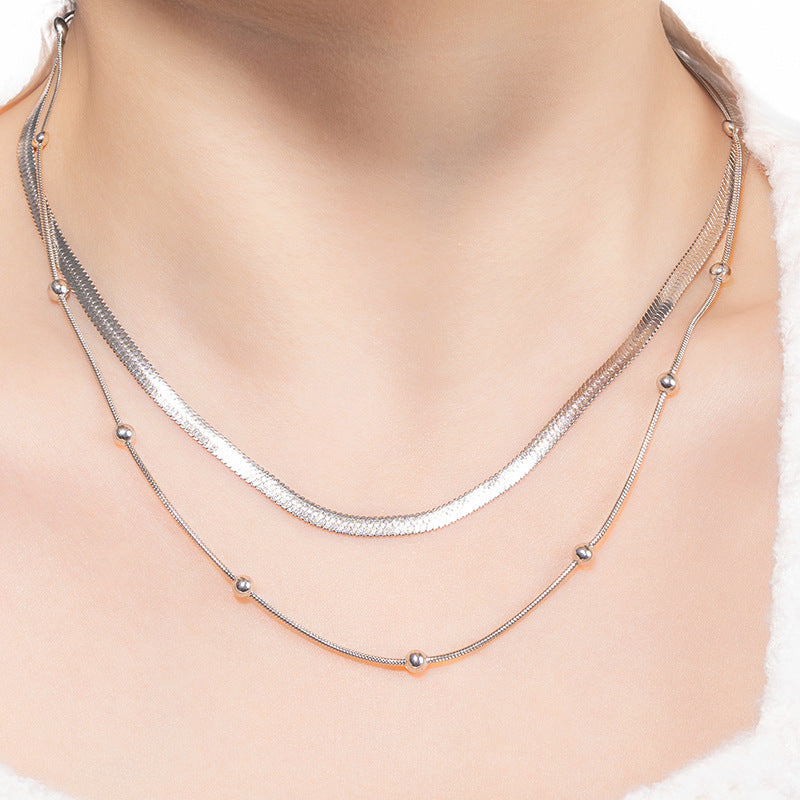European And American Fashion Design Titanium Steel Flat Snake Chain Choker