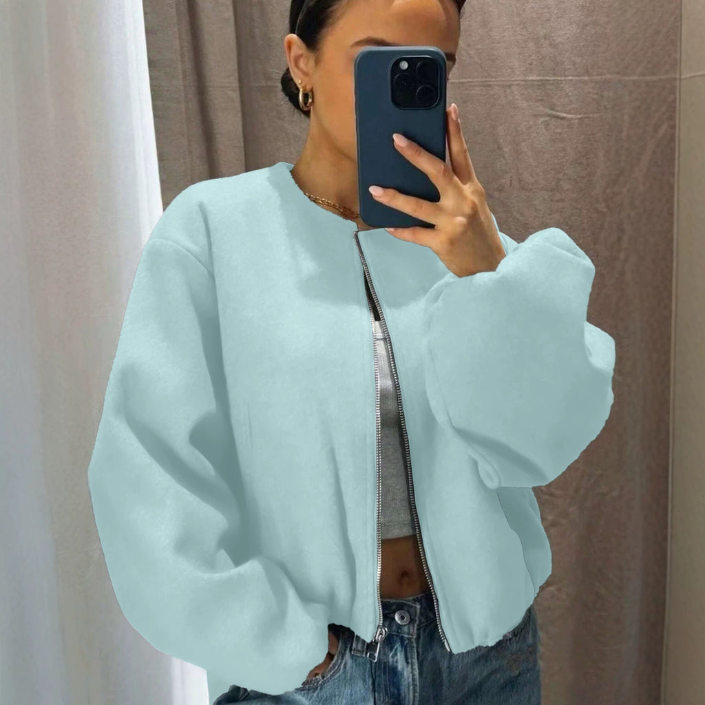 Veste courte zippée avec manches longues
