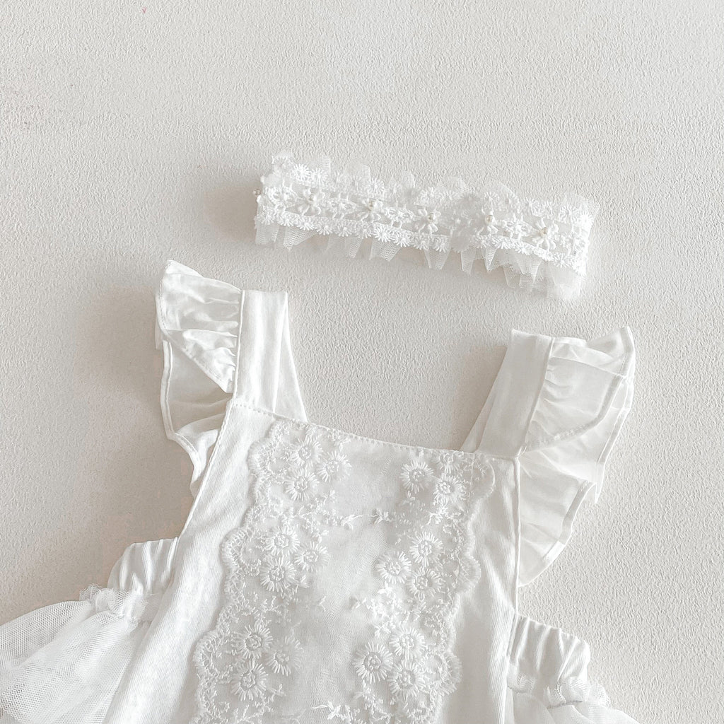Romper de dentelle d'été pour les filles de bébé