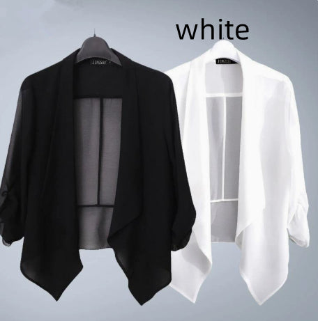 Châle-style Sun-protective Top Solid-colore Loose-fit Casual Versatile Cardigan Veste