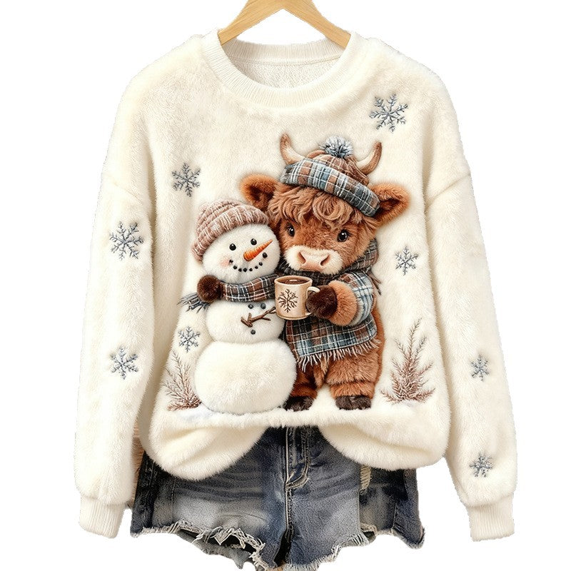 Imprimé Flannel Hoodie de Noël pour femmes