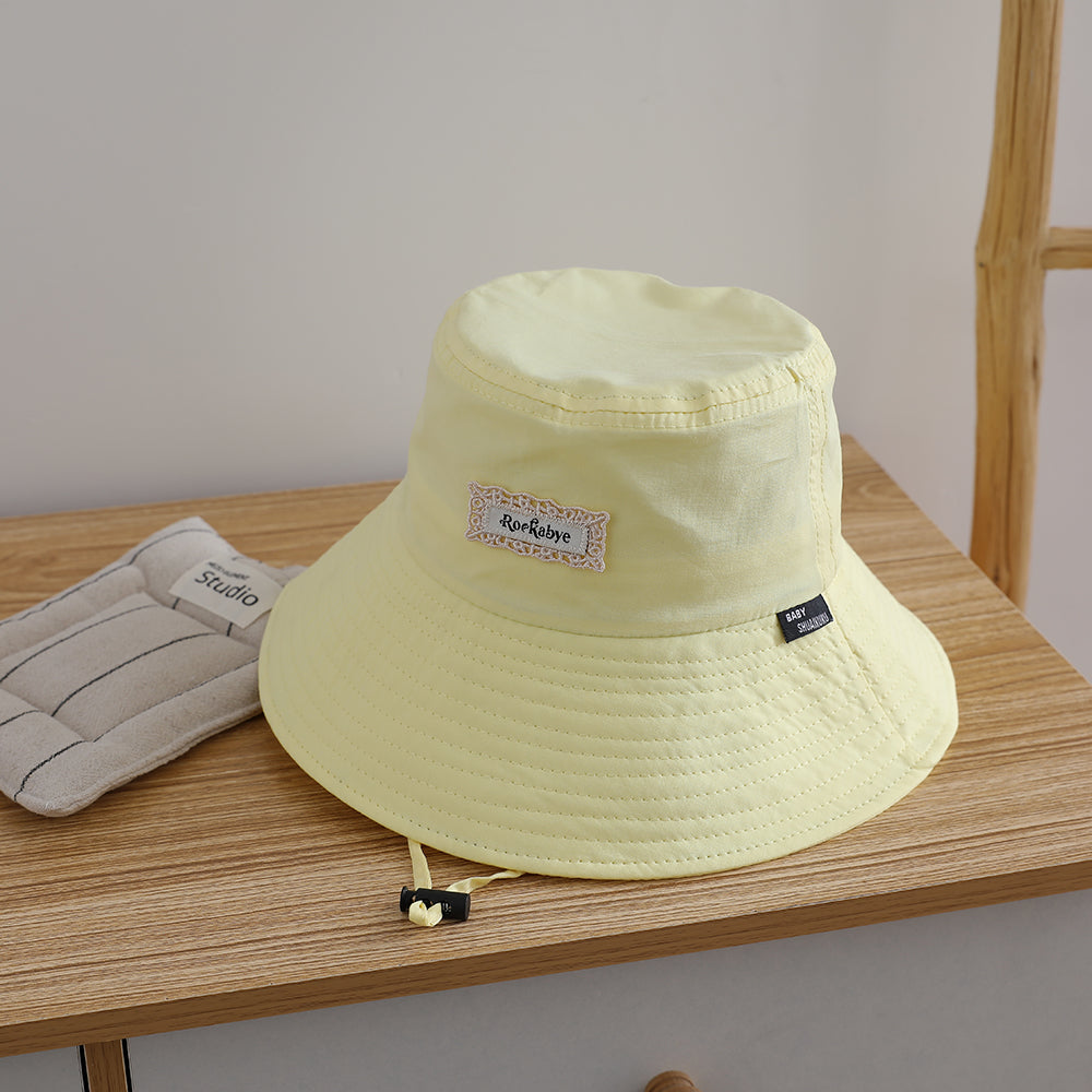 Les filles d'été et les garçons' Ribbon réglable large bordé doux et occasionnel bébé chapeau de soleil F