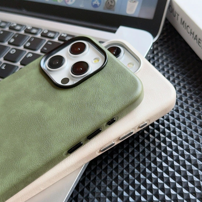 Rétro Crazy Horse Leather Grain Phone Case