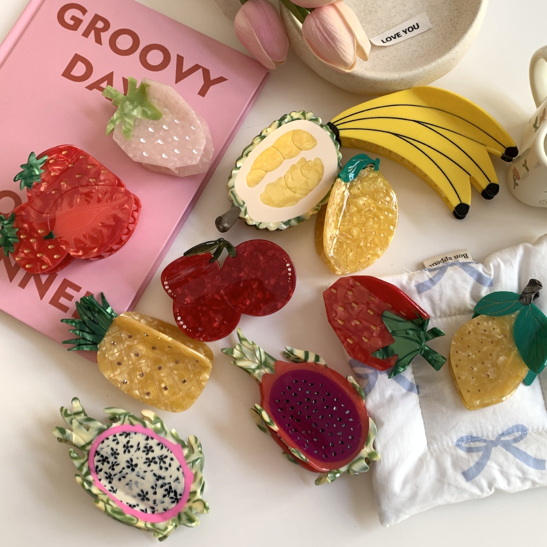 Poignée de fruits Accessoires pour cheveux acétate minoritaire