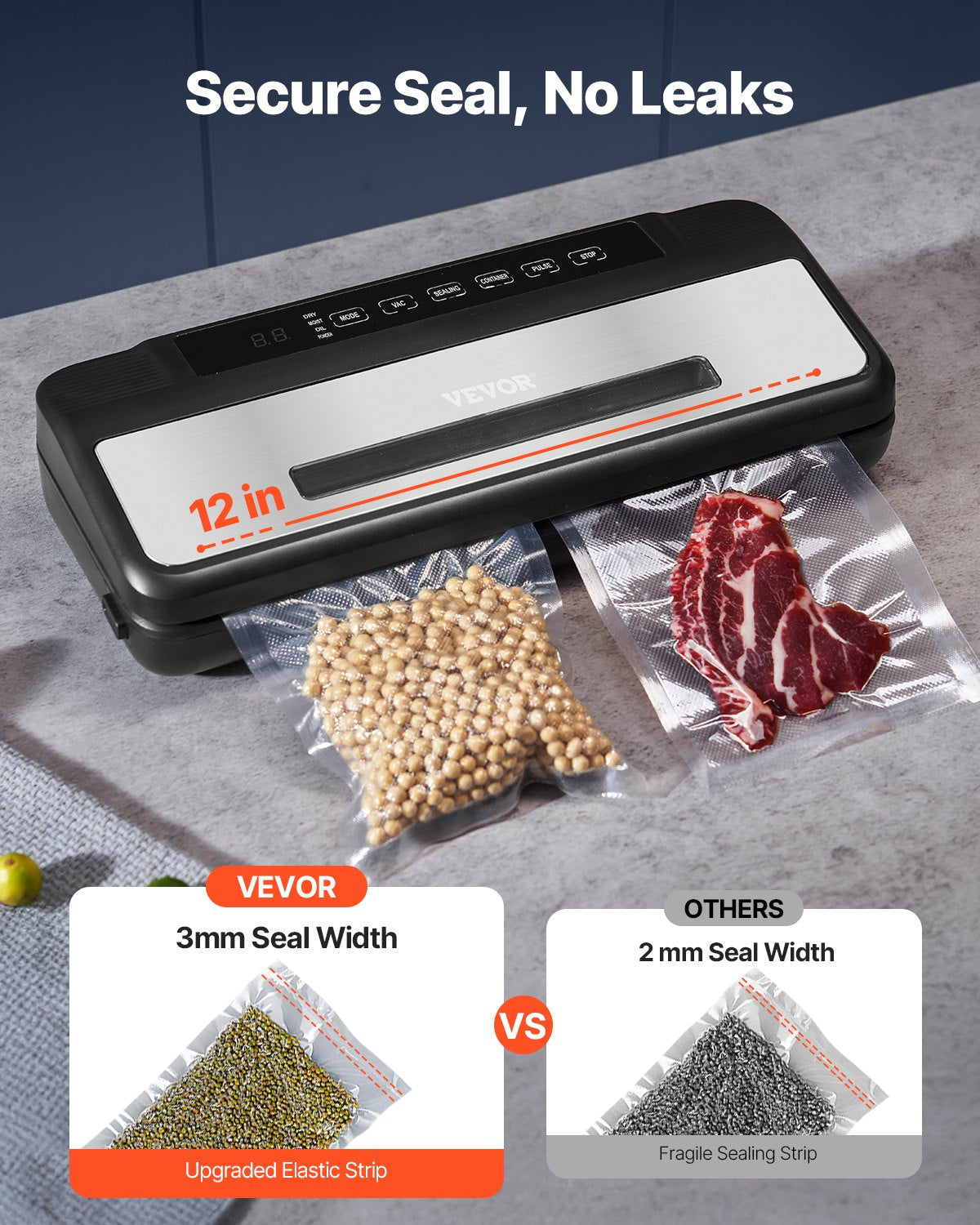 7-en-1 Sealer machine à vide Fast-Compact Automatic Food Saver 120W Sacs & Roll