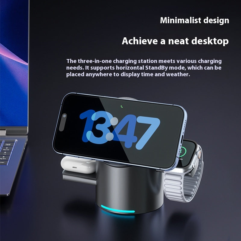 Three-in-one magnetic wireless charger bracket