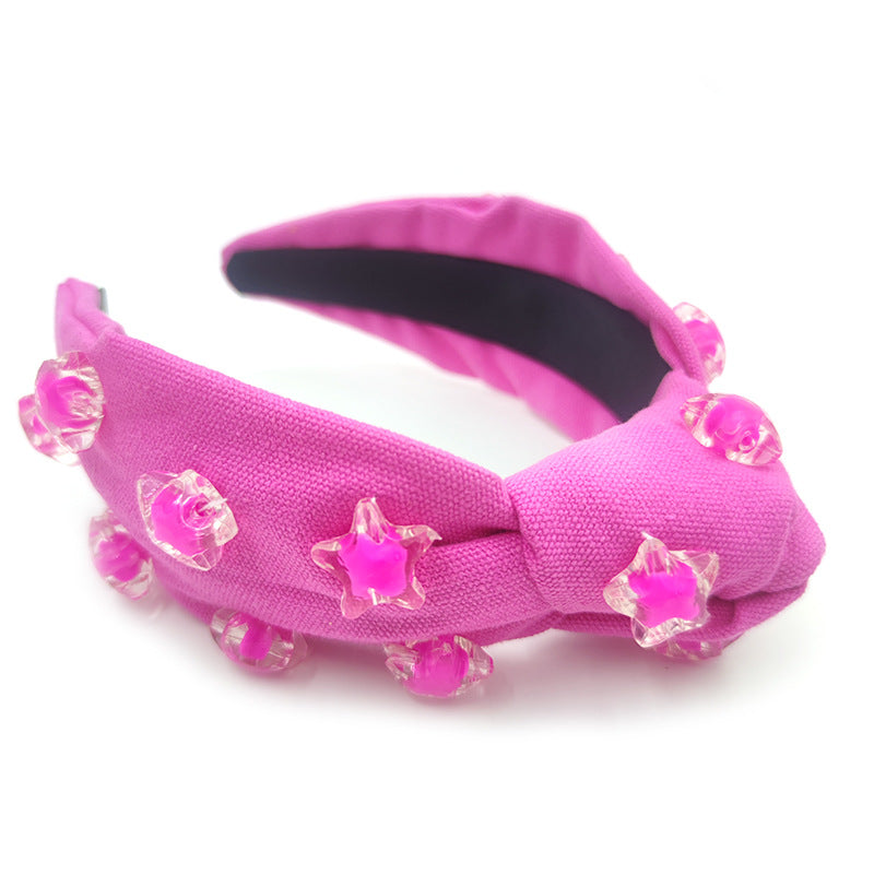Mignon Hairware à la main étoilé à cinq pointes couleur solide tête de fête à large bord