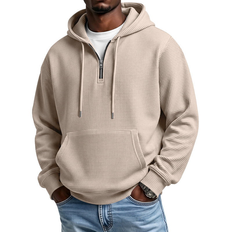 Hommes Waffle-weave demi-zip Hoodie