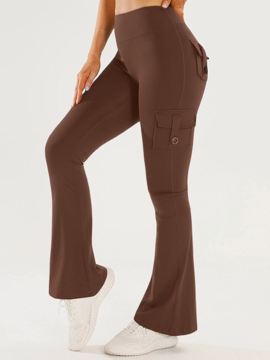 Yoga Tight-Fitting Pantalons de Yoga Sports de plein air Fitness Multi-Pocket Yoga Long Pantalons Flared P