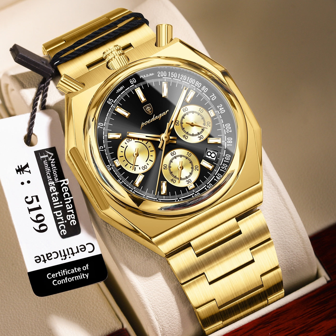 Imperméable Montre homme mode Montre Quartz multifonction