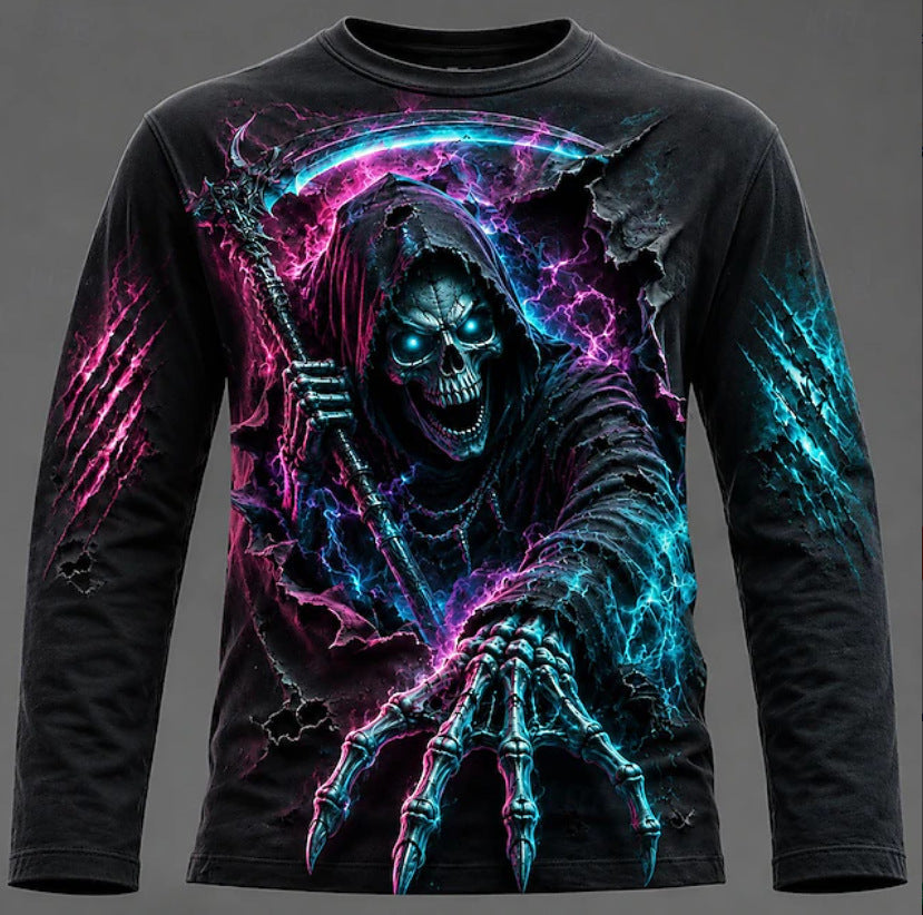 T-shirt imprimé homme manches longues avec un cou d'équipage