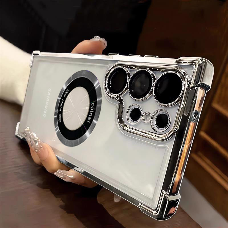 Cas de téléphone Aspiration magnétique Airbag Electroplating transparent