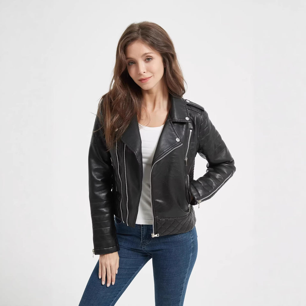 Veste en cuir PU pour femmes