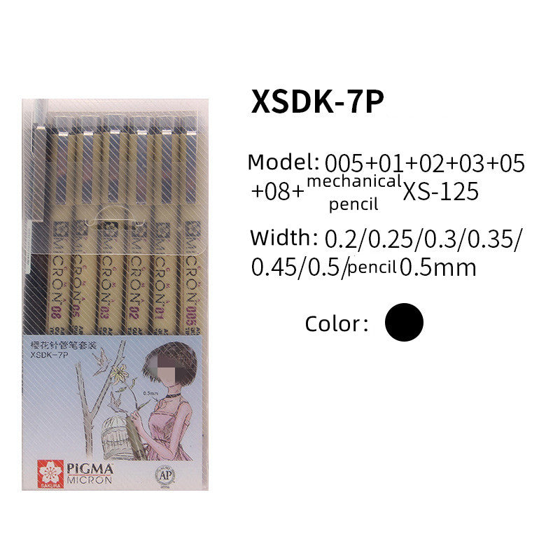 Boîte de 7 Aiguille micron Sakura Pigma pour les modèles assortis de stylo à croquis