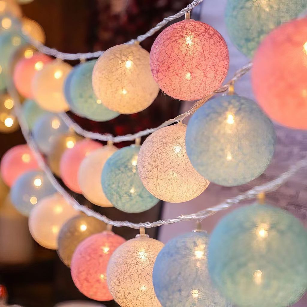 LED Cotton Ball String Lights
