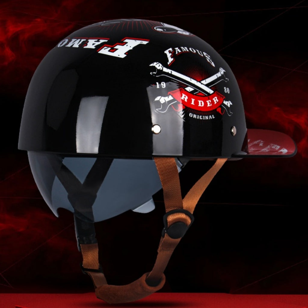 Casque de moto rétro imprimé créatif maison