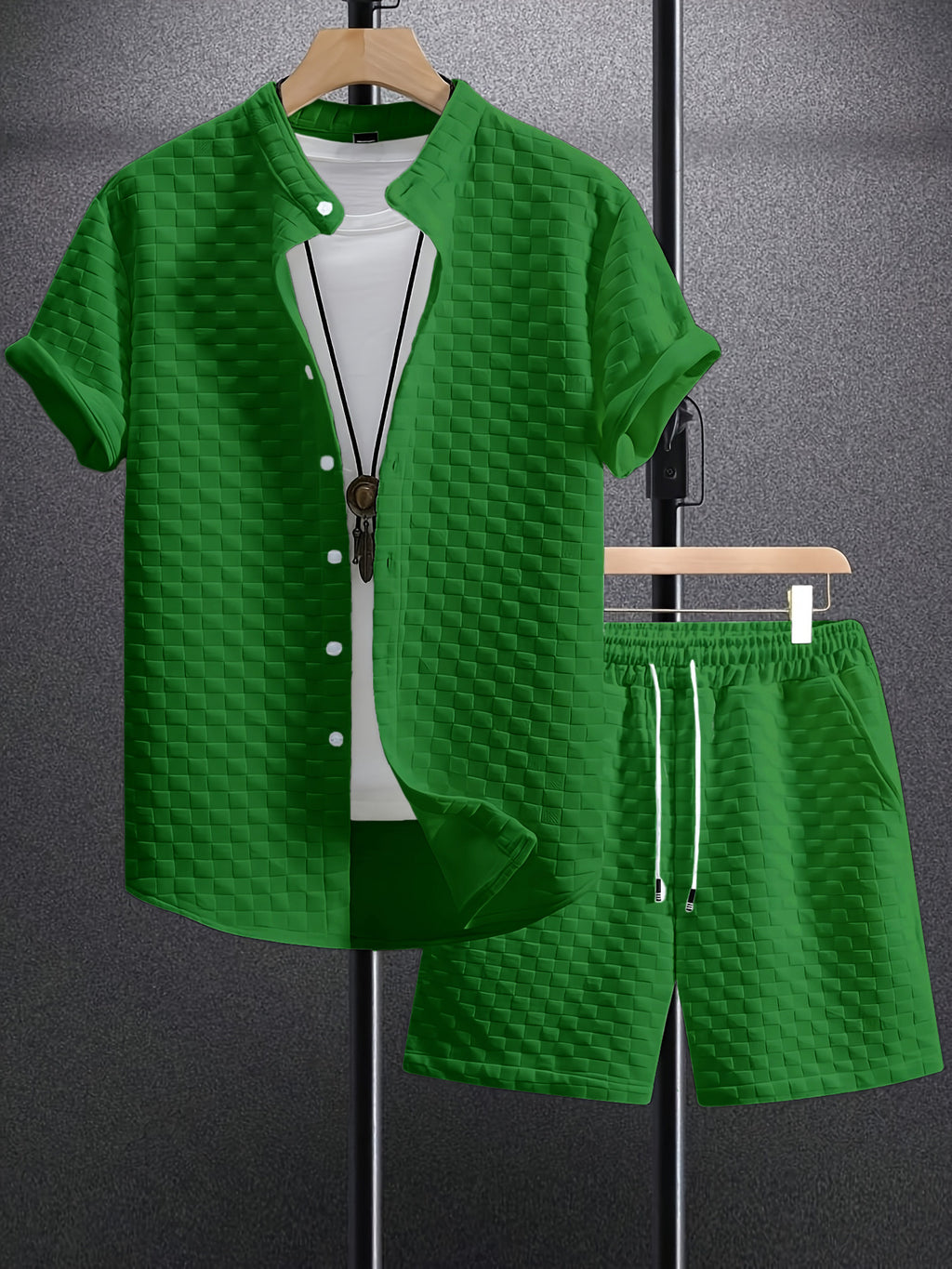 Chemise à manches courtes Jacquard pour hommes