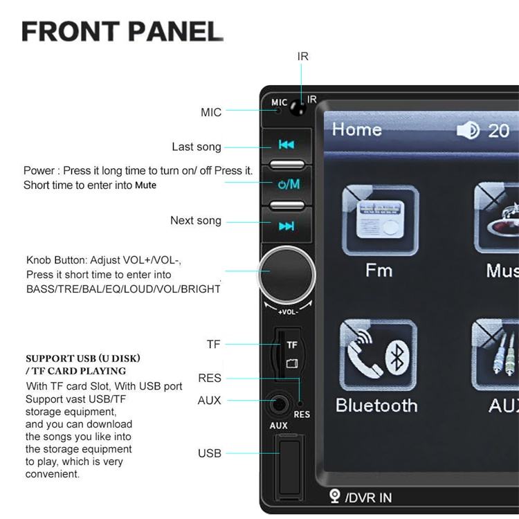 Autoradio autoradio 7 pouces écran tactile de voiture