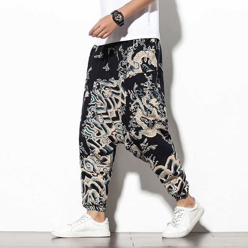 Été Bohème Loose Large-leg Eléphant Flower Beach Pantalons