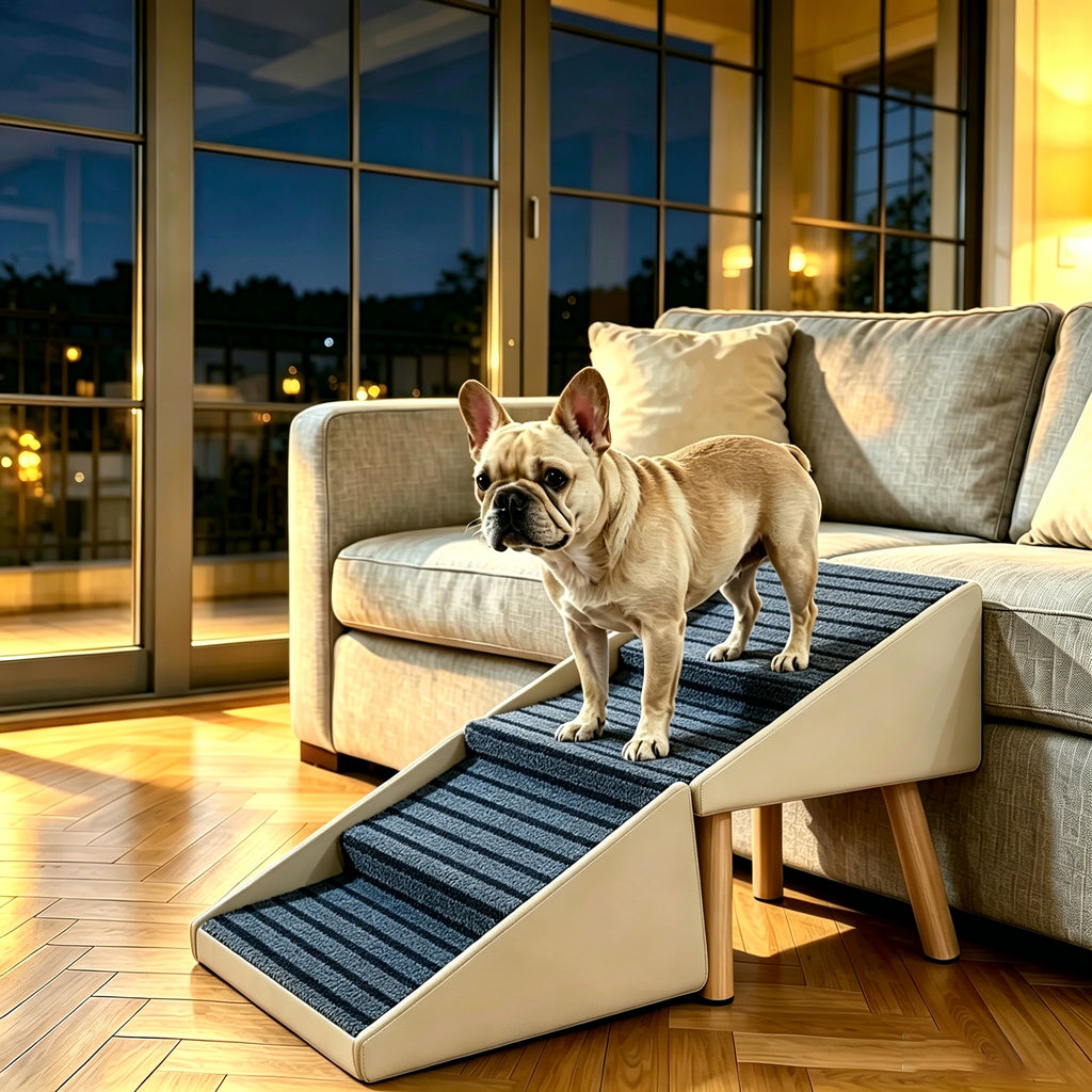 2-en-1 Échelles de chien pour lit et canapé 18,89" Rampe de chien pliable pour canapé 4 marches et Ottom