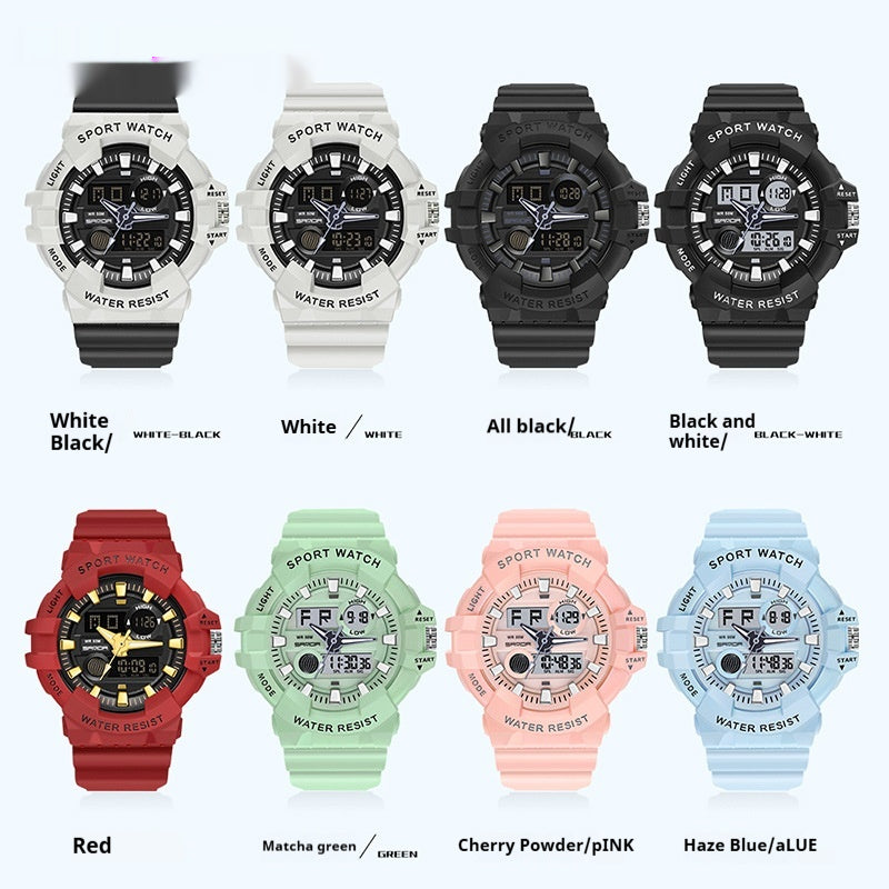 Trendy Sports Montre électronique Mode Double affichage Grand Cadran Lumineux Imperméable Unise