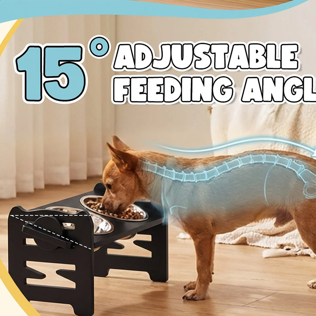 Grand chien nourriture alimentation stand station en acier inoxydable à double montant bols