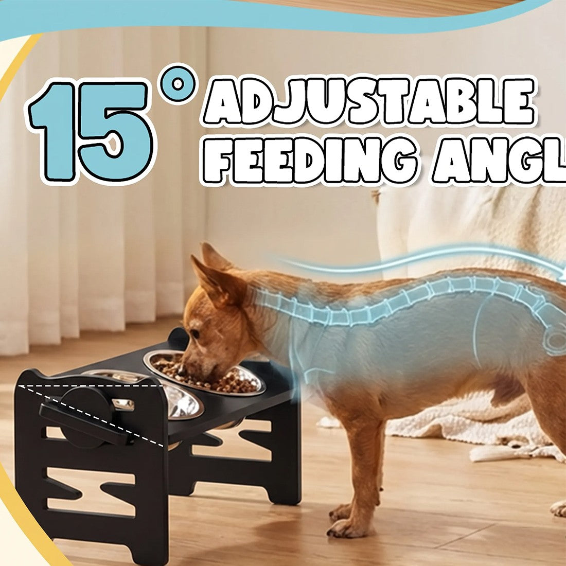 Grand chien nourriture alimentation stand station en acier inoxydable à double montant bols