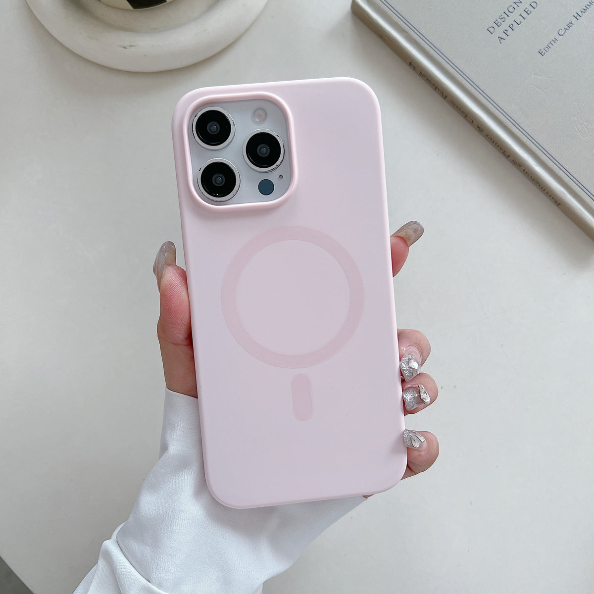 Silicone liquide de couleur solide Grand trou boîtier de téléphone magnétique
