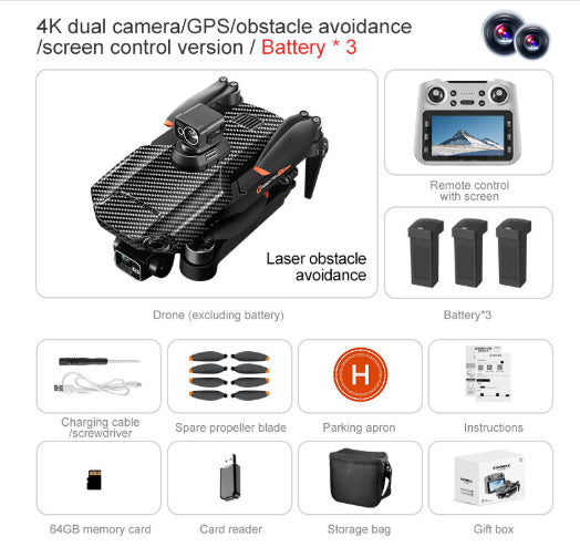 3 axes 4K avec contrôle d'écran et évitement des obstacles pour la photographie aérienne