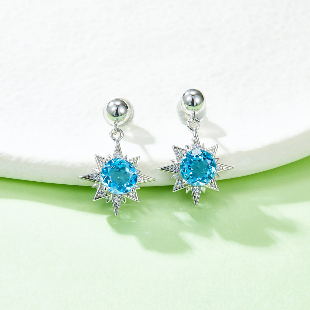 S925 Boucles d'oreilles d'étoiles en argent sterling