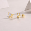 S925 Boucles d'oreilles Sterling Argent plaqué Or Résumé Sterling Butterfly Stud