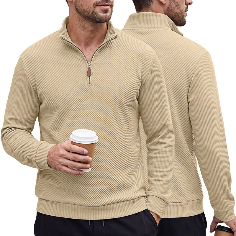 Chemise à manches longues à manches longues pour hommes demi-zip