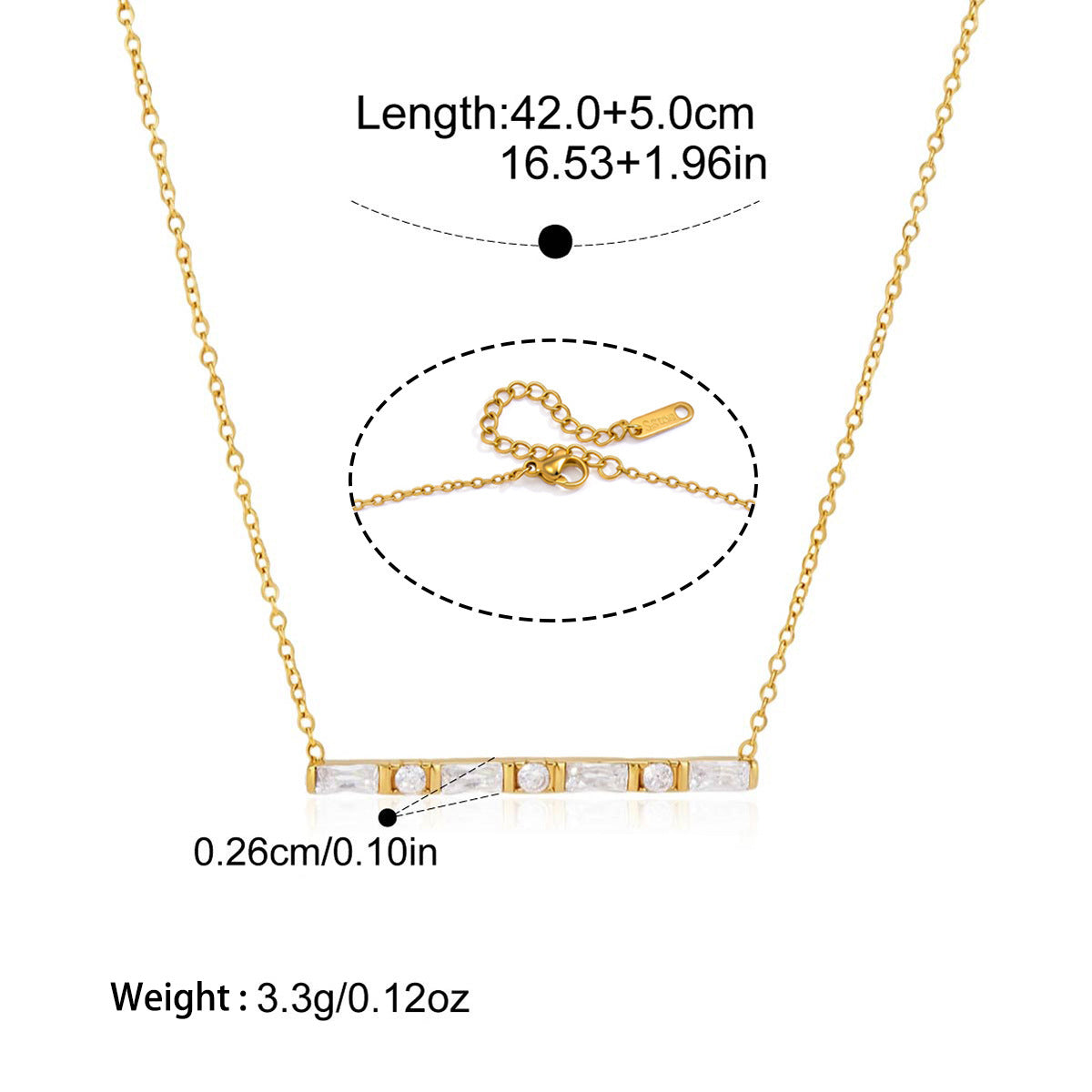 Zircon Collier en acier titane Et résistant à la Fade