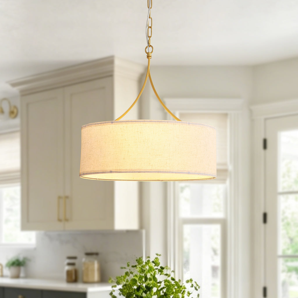 3-Light Fabric Modern Pendant Light