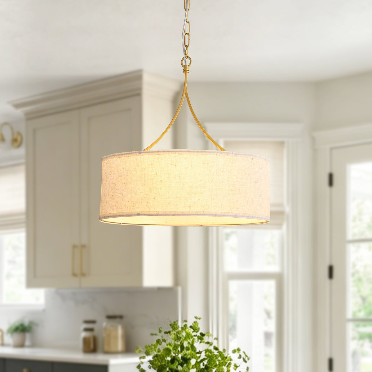 3-Light Fabric Modern Pendant Light