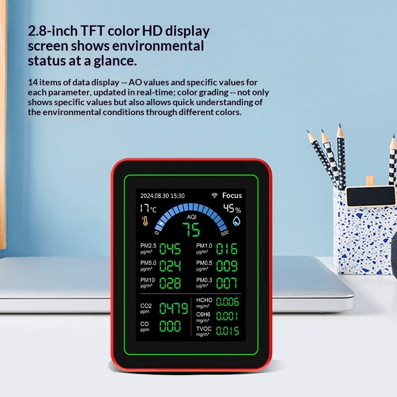 Portable air quality monitor that can detect carbon dioxide