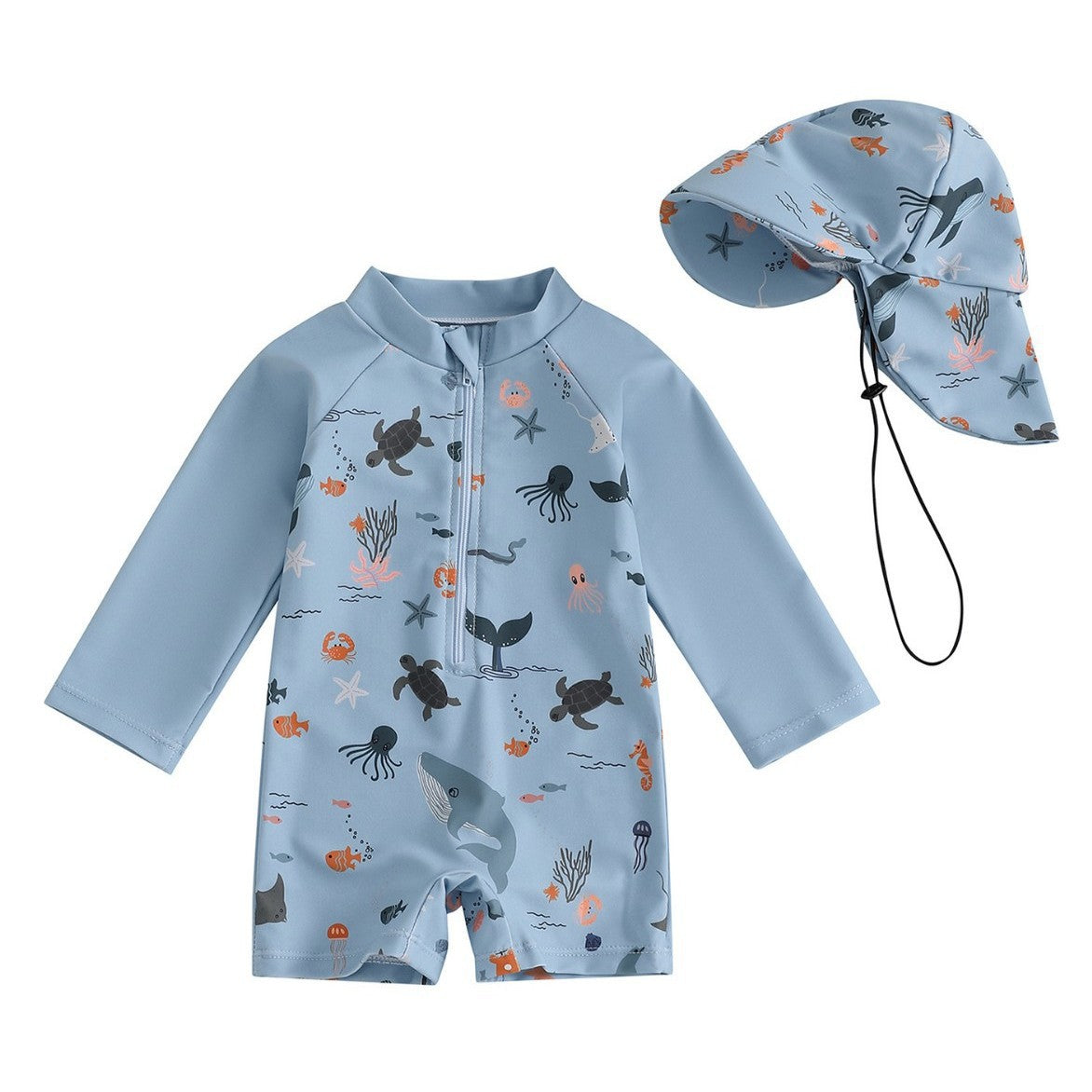 Chapeau Manches longues en une seule pièce Maillot de bain pour enfants
