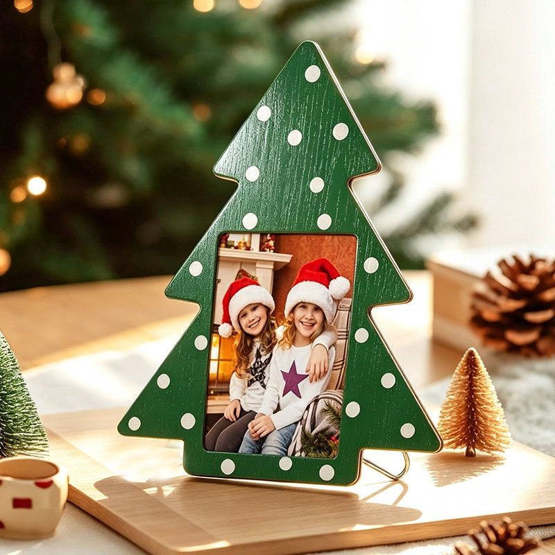 Pendentif en bois de cadre photo arbre de Noël