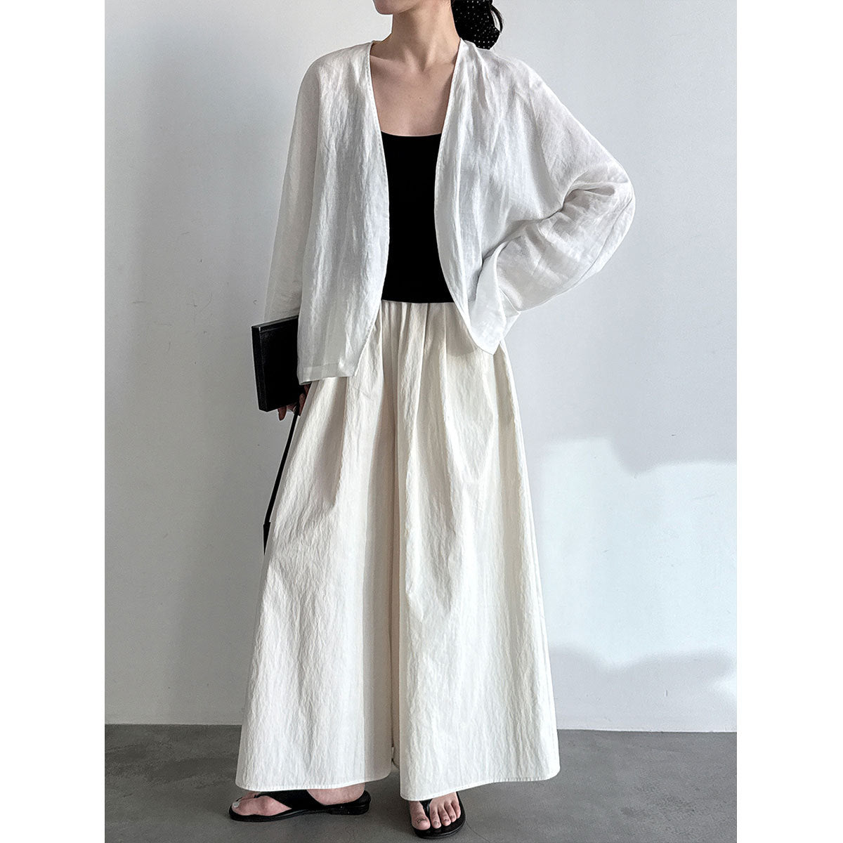 Pantalons à large-jambe en coton de style japonais Capri