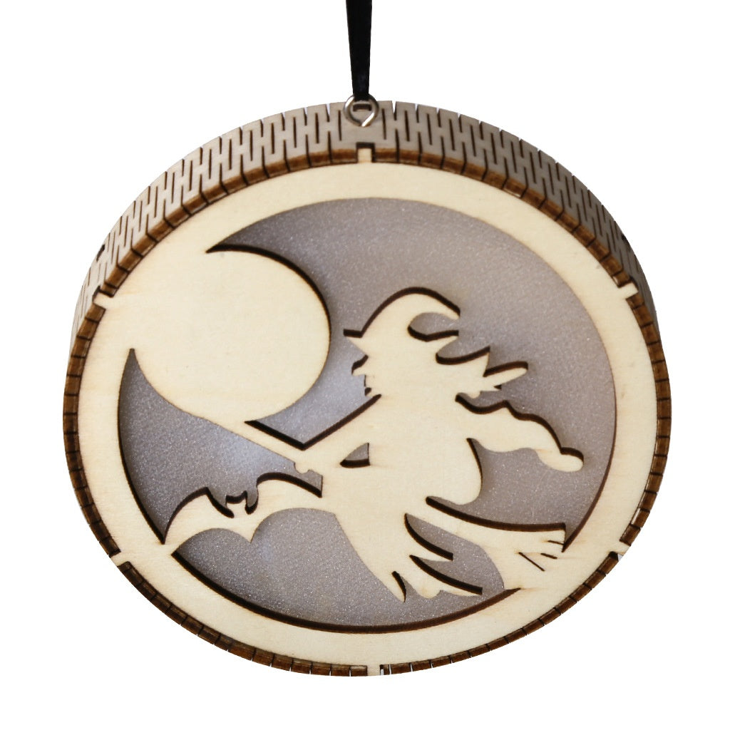 En bois Halloween ronde ordinateur Laser Hollow Witch Wizard citrouille Haunted House Chat noir